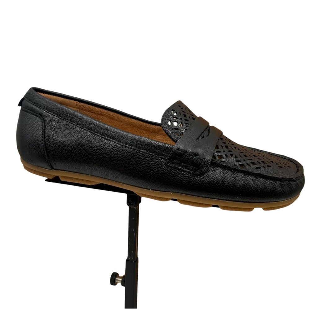 Earth Women's Remi Leather Driving Loafers Size 7 Black Arch Support Moccasin